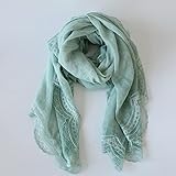 Aldevins&Granger Schal Damen Neue Tie Dyed Solid Color Baumwolle Leinen Schals Mit Spitze Frauen Frühling Herbst Dünner Schal Schal Wrap Lady Hijab Headwear 7