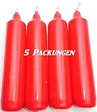 Ebersbacher Wachswaren apog Versand 5er Pack Adventskerzen rot ca. 23 x 105 mm (5 x 4 Stück) Weihnachtskerzen, Christbaumkerzen, Pyramidenkerzen, Baumkerzen,