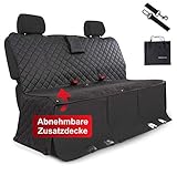 WhizProducts® Hundedecke für Auto Rückbank (mit Zusatz-Decke, Tasche & Sicherheitsgurt) – Wasserabweisende Autoschondecke & Rutschfester Sitzbezug mit S