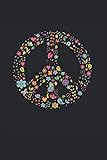 Peace Love 60er 70er Flower Power Hippie Kostüm: Liniertes Notizbuch & Journal | 6'x 9' 15x23cm Seitengröße | Mit 120 Seiten für deine N
