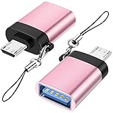 Micro USB auf USB 3.0 Adapter (2er Pack) mit Lanyard, Seminer Micro USB Stecker auf USB-A Buchse OTG Adapter Kompatibel mit Samsung S7 S6, OTG Micro Devices, Flash Drive, Tastatur (Roségold)