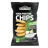 Layenberger High Protein Chips Sour Cream & Onion, satte 43,8 % Eiweiß und nur 19,8 % Kohlenhydrate bei nur 3,2 g Zucker, nicht frittiert, (1 x 75 g)