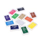 HEALLILY 12-teiliges Handwerksstempel Stempelkissen Stempel Partners Basteln Farbe Handwerk Stempel für Stempel Papier Holz Stoff Scrapbooking Stempel Stemp