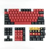 Tastenkappen-Set, 128 Tasten, Samurai-Tastenkappen-Set, Kirsch-Profil, PBT, fünfseitige Sublimation, japanische Tastenkappen für Gaming-Tastatur (Farbe: Rot, Größe: 128 Tasten, Schwarz)