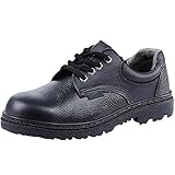 Willsky Sicherheitsschuhe Männer Leder Lace-Up-Arbeitsschuhe Stahl-Zehen-Kappe rutschfeste Atmungsaktive Industrielle Sneakers,Schwarz,41 EU