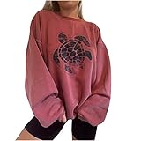 T-Shirts Damen Frauen Fisch Print Casual Druck Langarm Sweatshirt Pullover Tops Bluse Oberteile Blusen Tops ​Frauen Teenager M