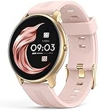 Smartwatch, AGPTEK 1,3 Zoll runde Armbanduhr mit personalisiertem Bildschirm, Musiksteuerung, Herzfrequenz, Schrittzähler, Kalorien, usw. IP68 Wasserdicht Fitness Tracker für iOS und Android, R