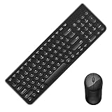 PLXX Tastatur Maus Set, Low-Profil-Funk-Tastatur- Und Maus-Set-Desktop, Multimedia-Tasten Ambisikuze Home/Office-Tastatur Und Maus-Set-QWERTY-Layout(Size:EIN)