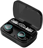 TWS Bluetooth 5.1 Kopfhörer 3500mAh wasserdichte Ladebox, 9d Stereo Ipx7 wasserdichte Kopfhörer für Sport mit Mikrofon (Schwarz)