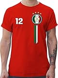 Fussball WM 2022 Fanartikel - 12. Mann Italien Emblem - S - Rot - Italien Fussball Tshirt - L190 - Tshirt Herren und Männer T-S