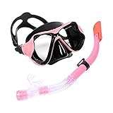 SM SunniMix Premium-Trockenschnorchel-Set, Erwachsene Schnorchel-Tauchmaske gehärtetes Glas-Schutzbrillen Tauch-Gesichtsmaske Schwimmbrillen-Maske - R