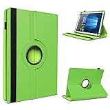 UC-Express Tablet Schutzhülle für 10-10.1 Zoll Tasche aus hochwertigem Kunstleder Hülle Standfunktion 360° Drehbar Universal Case Cover, Farben:Grün, Tablet Modell für:Odys Thor 10 Plus 3G