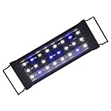 Hshelekte Aquarium LED Beleuchtung, 12W Aquariumbeleuchtung Lampe Weiß Blau Licht Aquarium Lampe mit Verstellbarer Halterung für 30-50cm Aquarium Pflanzen, Dimmb
