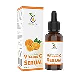 BIO Hyaluron Serum mit Vitamin C/E - 50ml, vegan - hochdosiert mit 20% Vitamin C - Anti-Aging Gel mit pflegendem Traubenkernöl und Aloe Vera gegen Falten für Gesicht & Dekollete - Bio Naturkosmetik