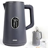Wasserkocher mit Temperatureinstellung Edelstahl Grau - Teekocher 1800 Watt Digitale Anzeige - Temperaturwahl 40 bis 100 Grad - Elektrischer Wasserkessel 1,5 Liter Sig