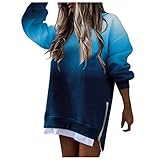 Das Neue Farbverlauf Sweatshirt Damen Herbst Tops Loose Fit Sweatshirts Seitliche Reißverschlüsse Lässige Tie Dye Krawatte Pullover Rundhalsausschnitt Gefälschte Zweiteiler Oberbekleidung