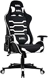 Amazon Brand - Umi Gaming Stuhl Bürostuhl Schreibtischstuhl Höhenverstellbarer Gamer Stuhl Drehstuhl Ergonomisches Design PC Stuhl Chefsessel mit Verstellbaren Armlehnen und Wippfunktion (Weiß)