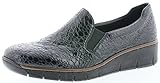 Rieker 53766 Damen Slipper, Mokassins, Halbschuhe, Kroko Look, weiche Decksohle grau (Granit / 45), EU 39