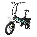 HITWAY Elektrofahrrad,16 Zoll Klapprad Elektrofahrräder, mit LED-Vorderlicht E-Bike, mit 250 W Lithium Batterie, 7,5 Ah / 36 V, Doppel-Ddisc-Bremsen vorne und hinten Elektrofahrrad klapprad，BK-2