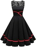 Bbonlinedress Kleider Kleid Damen cocktailkleid Abendkleider lang Rockabilly Kleider Damen Rockabilly Kleid Spitzenkleid Damen Black 2XL