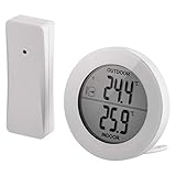 EMOS E0129 digitales Thermometer mit Außensensor, Außentemperatur und Innentemperatur Messer mit drahtlosem Funk Sensor, 80m Reichweite, Memory