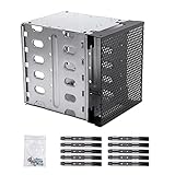 QOTSTEOS Festplattengehäuse intern, 3 x 5,25 Zoll bis 5 x 3,5 Zoll Hot-Swap SATA/SAS Festplattenkäfig, Festplattenfach Rack mit Lüfterp