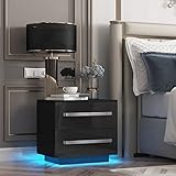 SHUTING2020 Nachtständer Moderner Luxus-Nighstand-Nachttisch LED Aufbewahrungsschrank Sofabett Side Tabelle Hoher Glanz Couchtisch Heimmöbel Nachtstand Nachttische (Color : Black)