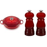 Le Creuset Signature Gusseisen Gourmet-Profitopf, Rund, Ø 30 cm, 3,5 l, Für alle Herdarten inkl. Induktion geeignet + Le Creuset Kleines Mühlenset, Salz- und Pfeffermühle, ABS