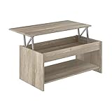 Movian Aggol moderner, höhenverstellbarer Couchtisch mit Ablagefach, 50 x 100 x 44, Eiche Optik