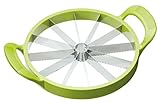 KitchenCraft Melonenschneider Messer, Obstmesser Schneidemaschine für Wassermelone, Grün Kunststoff und rostfreier Stahl, Ø 23,5