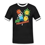 Spreadshirt Adventure Time Mit Finn Und Jake Aw Yeah Männer Kontrast T-Shirt, XL, Schwarz/Weiß