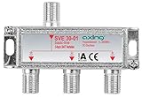 Axing SVE 30-01 3-Fach SAT-Verteiler Splitter mit DC-Durchgang für Satelliten-Anlagen Unicable DVB-T2 HD (5-2400 MHz) C