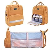 Vitley Multifunktionale Mumientasche, große Kapazität 3 in 1 Wickelrucksack, stilvolle spritzwassergeschützte Reisewindeltasche mit Kinderwagenhaken und Klappb