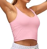 Dragon Fit Sport-BH für Damen, langer, gepolsterter BH, Yoga, Bauchfrei, Tank-Top, Fitness, Workout, Lauftop - Pink