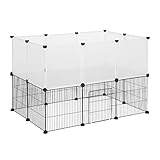 EUGAD Freigehege für Kaninchen Hasen Meerschweinchen Innengehege mit Tür Doppelstöckig DIY Weiß 20 Platten (35x35cm/Platte) 107 x 72 x 72 cm 0005WL