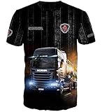 T-Shirt Print 3D Effekt Logo vorne und hinten für Scania Truck Driver T Shirts Gr. L, mehrfarbig