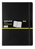 Idena 209292 - Notizbuch DIN A4, liniert, Papier cremefarben, 192 Seiten, 80 g/m², Hardcover in schwarz, 1 Stück