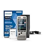 Philips DPM7000 Digitales Diktiergerät, Bedienung per Schiebeschalter, 2 Mikrofone für ausgez. Stereo-Tonaufnahmen, Farbdisplay, Edelstahlgehäuse, inkl. Diktiersoftware SpeechExec 2-Jahres-Ab