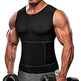 Saunaanzug für Herren, Taillentrainer, Workout-Trimmergürtel für Männer, Korsett Schwitzweste, beschwertes Tank-Top Faja Para Hombre - Schwarz - 6X-Larg