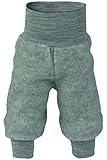 Baby Hose Fleece, 100% Schurwolle, Engel Natur mit Nabelbund, 50/56, Hellgrau Melang