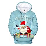 Unisex Hoodie Frohe Weihnachten Der Weihnachtsmann,Hoodie Herren Damen Hoodies mit Känguru-Tasche Hoodie Oversized Vintage Hoodie Hoodies für Männer Hoodie Jungen Kapuzenpullover für Herren D
