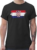 Fussball WM 2022 Fanartikel - Kroatien Vintage - L - Schwarz - Tshirt Kroatien - L190 - Tshirt Herren und Männer T-S