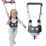 IULONEE Baby-Gehgeschirrgriff Verstellbarer Gehassistent für Kleinkinder Handgehaltenes Stehen und Gehen Lernhilfe Kleinkind-Gehgurt Zügel Kinder-Sicherheitsgeschirr 7-24 Monate (Grau)