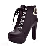 Meilily Damenmode Square Heel Schuhe Wasserdichte Plattform High Heel Booties Damenmode spitze Zehen dicke Absätze wasserdichte Stiefel mit dicken Sohlen und hohen Ab