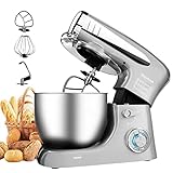 Küchenmaschine 6,5 L Knetmaschine Eisenbach 2000W Küchenmaschine,Teigmaschine, 6 Geschwindigkeiten, 8 weiteren Zubehörteilen inklusive, Knethaken, Flachrührer, Schneebesen,267 (sliver)