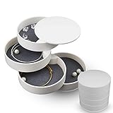 VGOODALL Schmuckkasten, Runde Form Schmuckaufbewahrung 4 Ebenen Drehbar Schmuckschatull für Kosmetik Ringe Ohrringe Halskette Organizer Geburtstag Muttertag Mädchen Frauen Geschenk