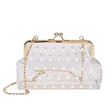 FiedFikt Damen Fashion Solid Color Handtasche Jelly Bag Transparent Diagonal S