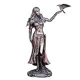 Morrigan Göttin Statue, 7 Zoll keltische Symbole Göttin Statue Griechisch Göttin Ornamente Harz Krähe & Schwert Bronze Handwerkskulptur Keltische Lore und Zauber des Dunkelns für Häuserdek