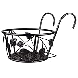 GUOXIANG Blumentopfhalter Balkon Haken Blattdesign Hängender Blumentopf Metall Blumentopf Eisen Hängend Blumentopfhalter für Pflanzen Hängetopf für Home Balkon Outdoor Garten Zaun Geländer(Schwarz)