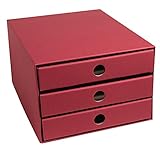 PresentFill® Schubladenbox Pappe Bordeaux - 100 % Recycling Karton - Made in Germany - Schubladenturm für DIN A4 Papierablage - stabil stapelbar - Büro Schreibtisch Organizer – Ablagebox - Ordnungsbox